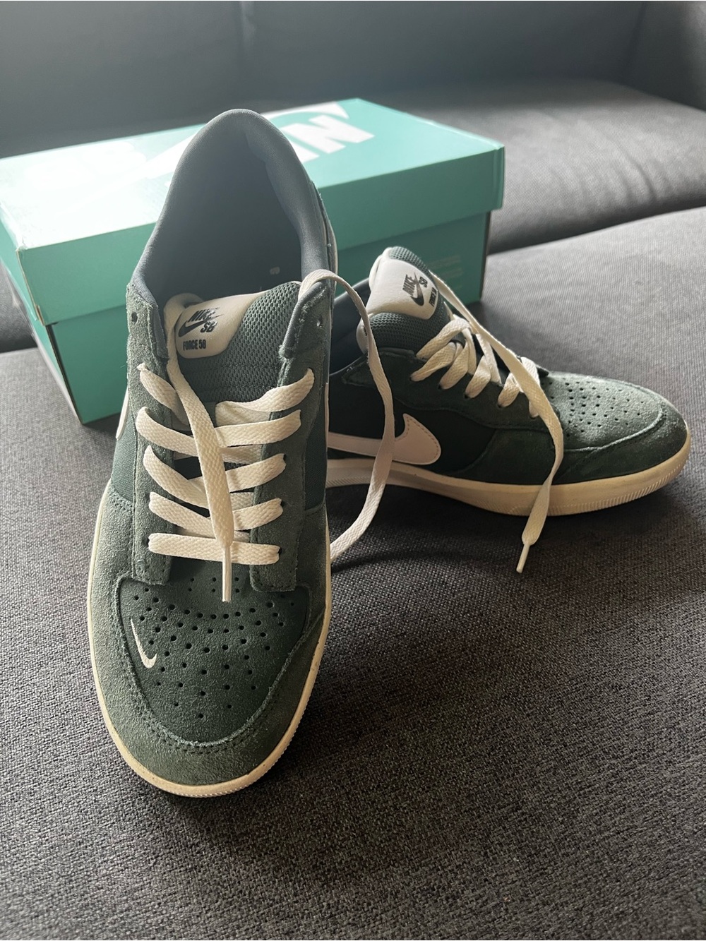 Nike SB Force 58 Vintage Green Suede Sneakers Men 9 Women10.5 Skate Original Box